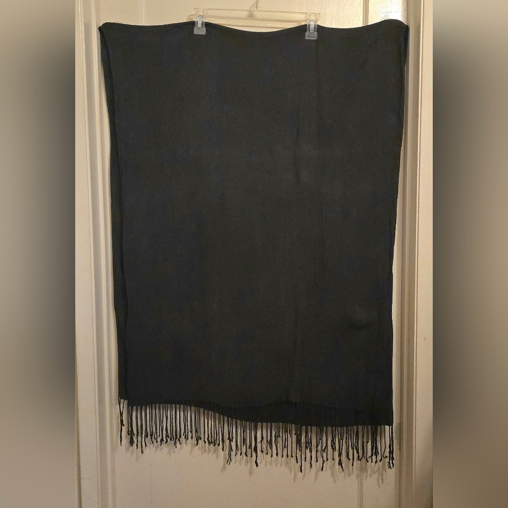 Black Soft Fringe Scarf Wrap 72" x 30" Classic